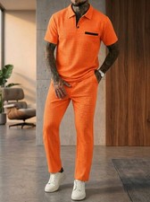 Tuta uomo estiva pista set 2 pezzi pantaloni manica corta felpa outfit