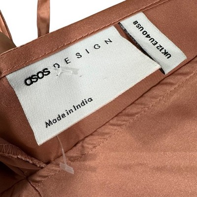 ASOS Design Women Dusty Pink Satin Tiered Smock Maxi Dress V-Neck Size 8 UK  12 | eBay