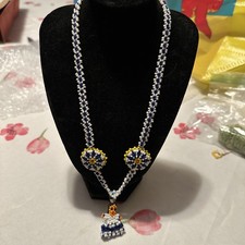 Vtg Native American Style Seed Bead Pendant Necklace "Beaded Girl" or "Kachina  