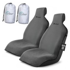 Car Seat Cover Towel, Terry Seat Protector, Sweat 2-Pack Front Seat Towel Gray