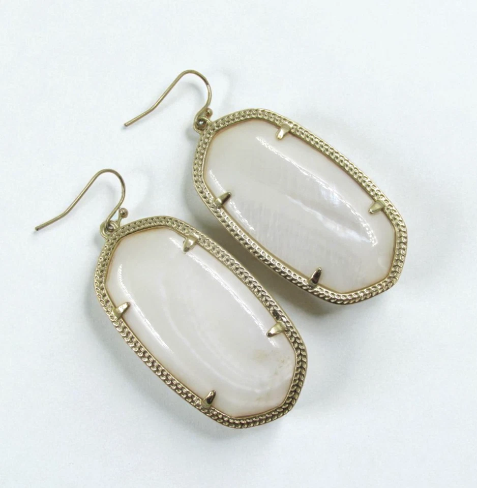 Kendra Scott Danielle Rhodium Plated Statement Earrings Mother of Pearl - Image 3 of 4