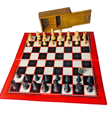 Brettspiel Schachhaus Martin Holz Figuren in Schachtel Vintage ra