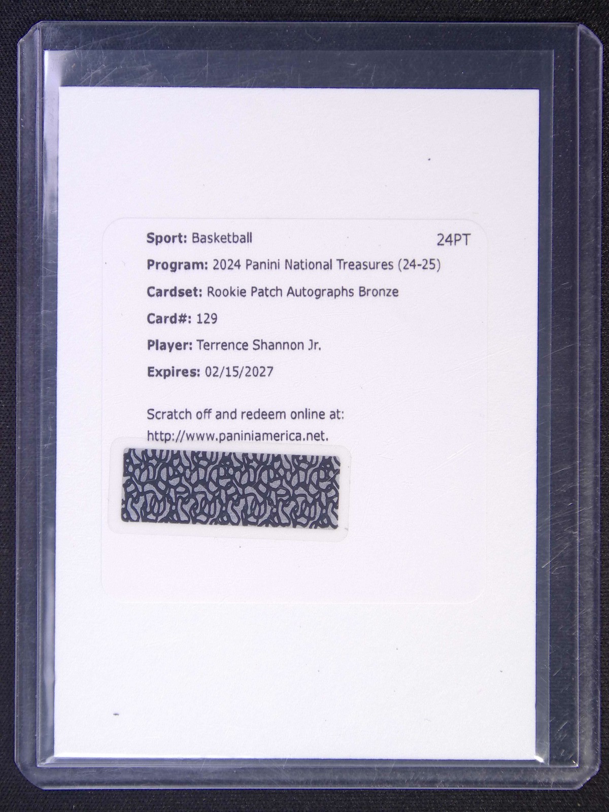 2024-25 National Treasures Terrence Shannon Jr. #129 RC Auto Patch Bronze /49