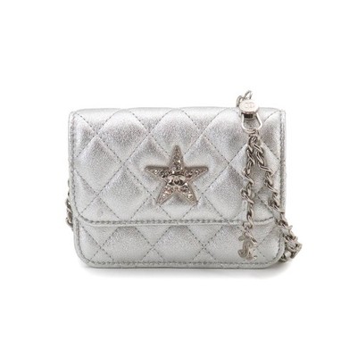CHANEL Matelasse Star Gürteltasche Gürteltasche Leder Silber Strass 90324991