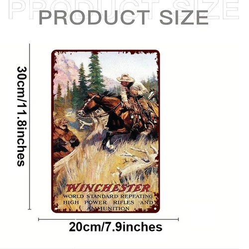 Tin Metal Signs Home Décor 8x12"Winchester World Standard High-Power Rifle And A