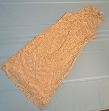 GUESS Womens Small Nude Beige Metallic Lace Mock Neck Open Back Bodycon Dress