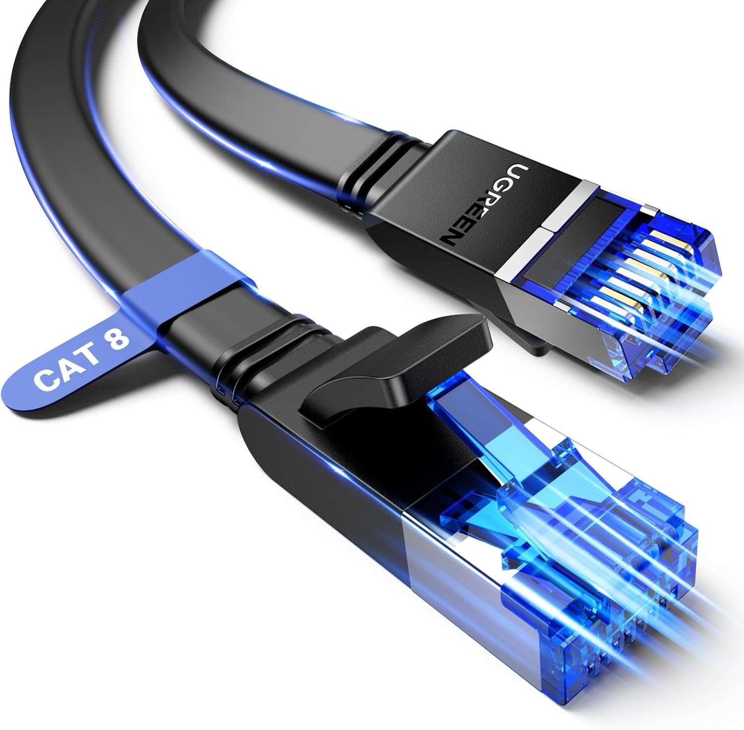 UGREEN Ethernet Cable 2M, Cat 8 Internet Cable Flat High-Speed 40Gbps 2000Mhz N