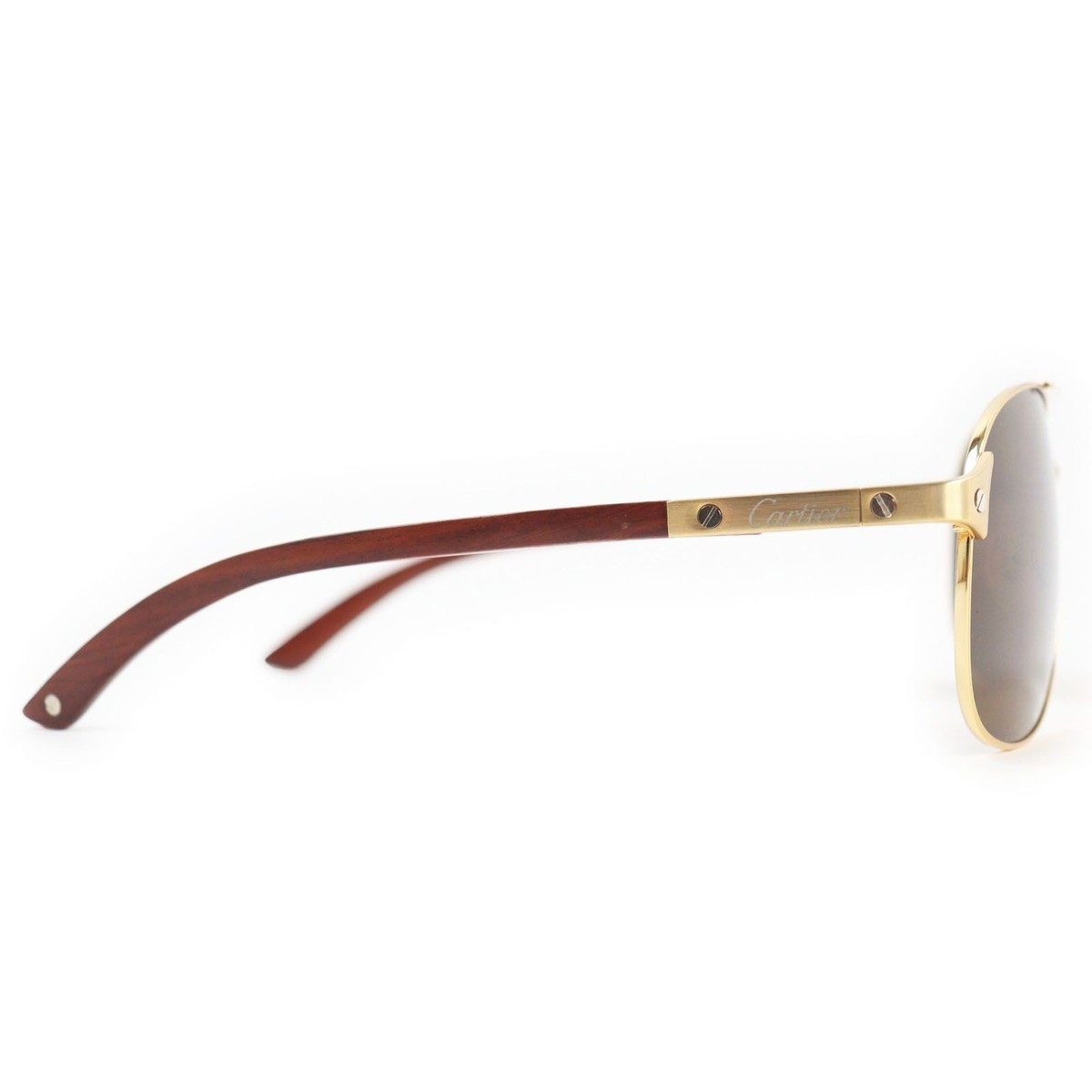 Cartier Santos Dumont 130 Two Bridge Teardrop Polarized Lens Sunglasses Gold CARTIER Santos Dumont Screw Detail 58 16 130 Gold Coated  main image 4