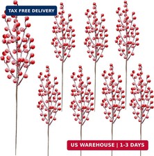 8 Pack 25 inch Christmas Decorations Red Berry Stems