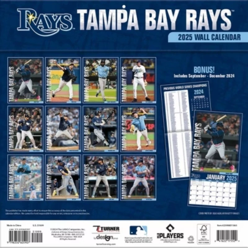 Tampa Bay Baseball 2026 Team Wall Calendar