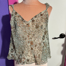 NWT Victoria s Secret Floral Green Adjustable Sheer Ruffle Cami