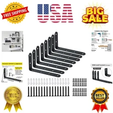 Corner Brace 8 Pcs Shelf Bracket Heavy Duty Black Steel L Corner Brace, Decor...