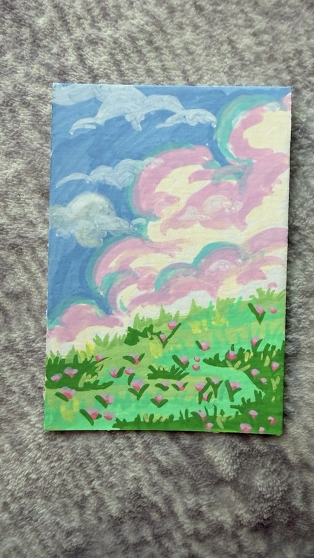 ACEO Art Card Original Acrylic Cloud Landscape Painting