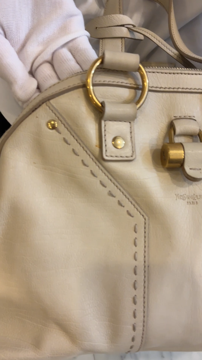 Yves Saint Laurent YSL Muse Bag Cream Leather Handbag Tote | eBay