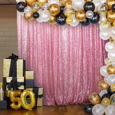 7x7 ft Pink Gold Sequin Curtain Glitter Wedding Christmas Backdrop for Curtains