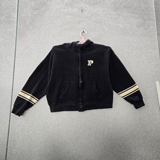 PINK Victoria's Secret Women Hoodie L Black Fleece P Logo Varsity Campus