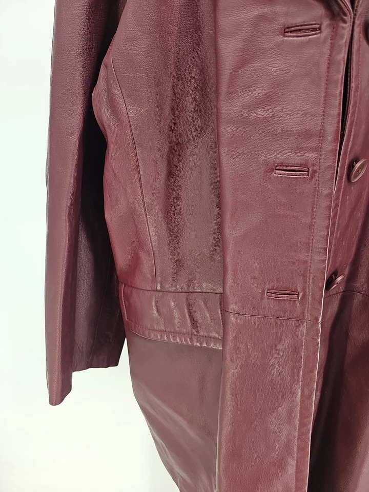 Vintage Newport News Leather Coat Burgundy 24W Mobwife - Image 3 of 4