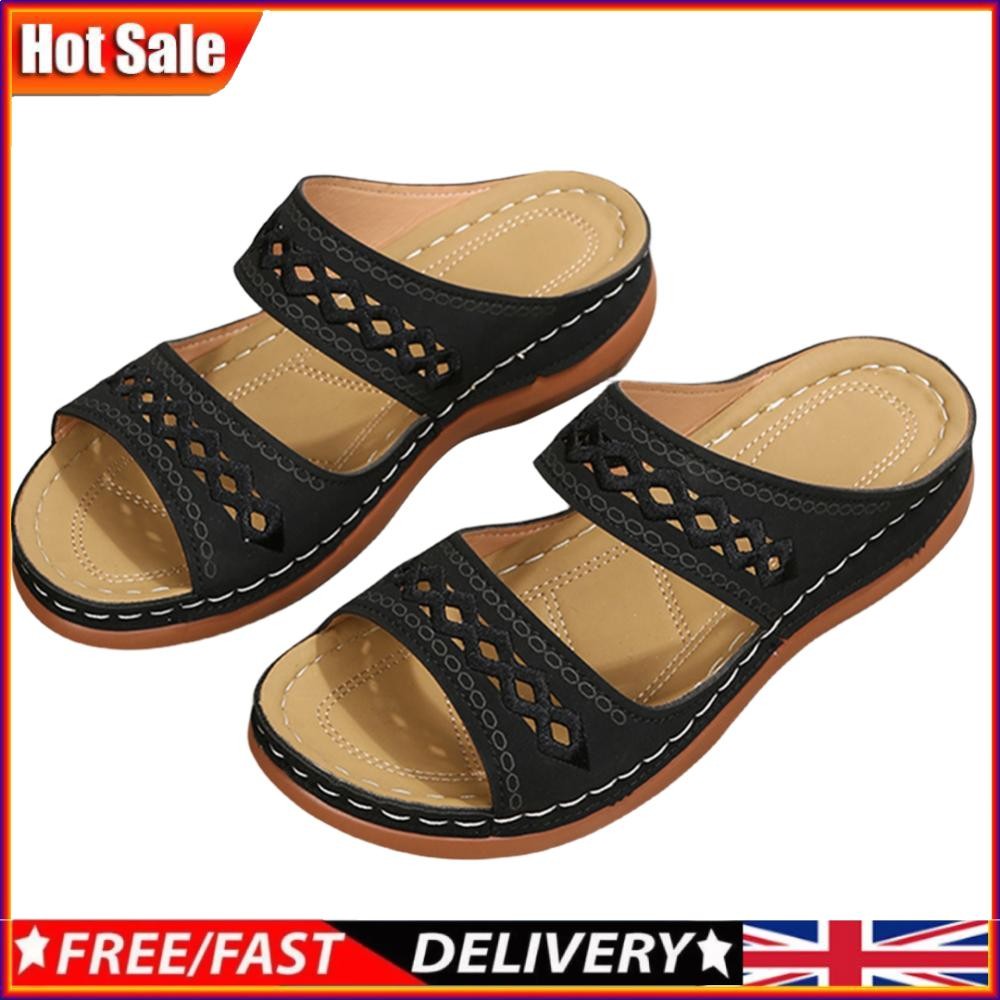 APL Sandali donna zeppa retrò estivi punta aperta slip on slide (nero 38) ~