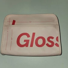 Glossier Pink Logo Makeup Beauty Clutch Bag 9 x 7 x 3 case