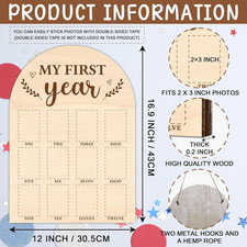 My First Year Milestone Photo Board Baby Signs 12 Months Wooden Picture Frame
