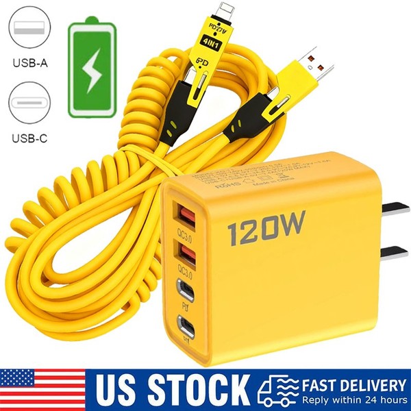 120W Supe Fast Charging USB Type C Wall Charger For Samsung iPhone Android Phone