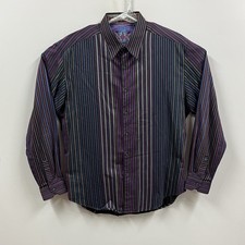 Robert Graham Shirt Mens XL Purple Long Sleeve Button Down Silk Trim Flip Cuff