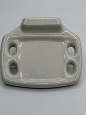 NOS VTG Porcelain Dish Toothbrush Holder Retro Restoration Cream White