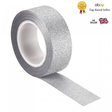 Glitter Tape, Decorative Craft Tape Self Adhesive Stick 1.5cmx10m Silver Tone ✅