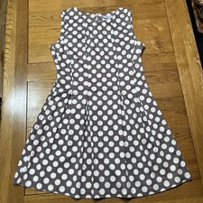 Redherring Ladies Size 12 Taupe And Cream Spot Dress