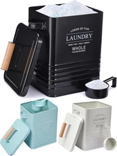Laundry Detergent Container - Tin Farmhouse Metal Laundry Powder Soap Dispenser 