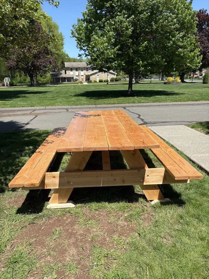 Picnic Table - 2x10x8’ Douglas Fir 3 Coat Spar Urethane W/ Carriage Bolts - Image 3 of 4
