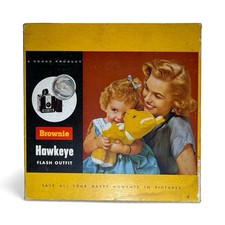 Vintage Kodak Brownie Hawkeye Flash Box Camera Outfit in Original Box, Untested
