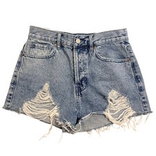 PacSun Vintage High Rise Denim Shorts Women 26 Blue Distressed Button Fly Cutoff