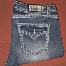 Grace in La Women's Embellished Western Bootcut Jeans Size 33 Blue