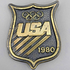 Olympic Belt Buckle Team USA 1980 Bergamot Brass Works Sports Collectible VTG
