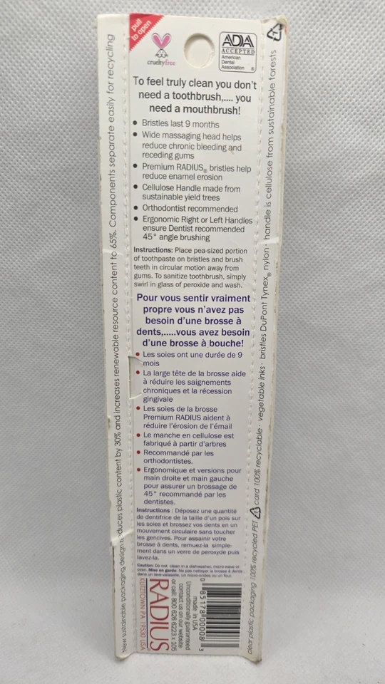 Radius Original Soft Toothbrush Right Handed BPA Free NEW Shelf Wear - Image 4 of 4
