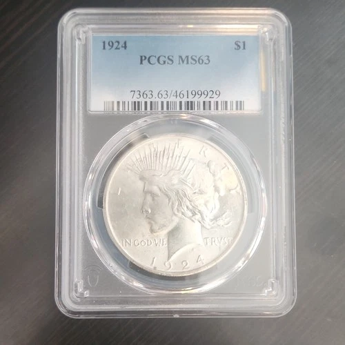 1924 Peace Dollar $1 Silver Coin PCGS MS63 Philadelphia Uncirculated