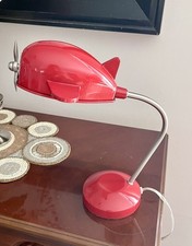 Pottery Barn Kids Red Airplane Rocket Night Light Desk Lamp Heavy Metal