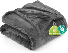 Fleece Blanket Queen Size Grey 90x90 Inches Ultra Soft Warm Lightweight Mic...