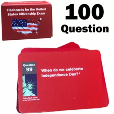 100 Question Civics Flash Cards Naturalization Test US Citizenship Immigration .