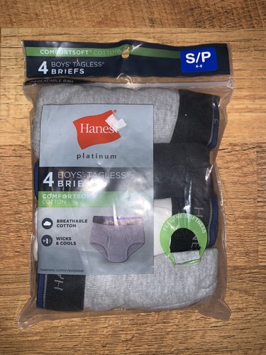 Hanes Platinum 4 Pair Pack Boy's Tagless Comfort Soft Boxer Briefs Size Small - Picture 4 of 6