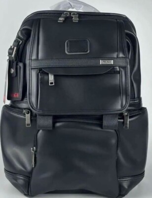 TUMI ALPHA3 Brief-Pack Backpack ALL Leather Black 09603174DL3 New 