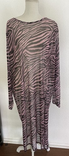 NWT NEW girl ORDER Curve Long Sleeve Midi Dress in Pink Zebra Mesh Sz 22 US 18 - Picture 3 of 9