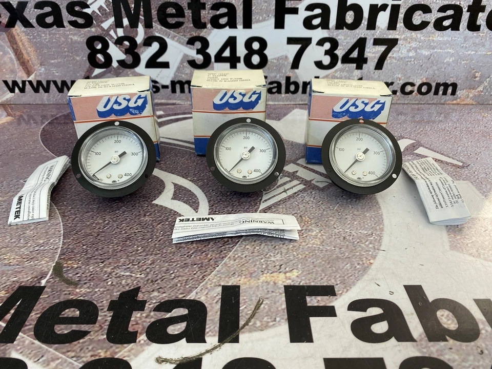 USG P845FFK Pressure Gauge 0-400PSI Conn. 1/8” NPT CBMW/CHK Size 2” Qty 3  - Image 2 of 4