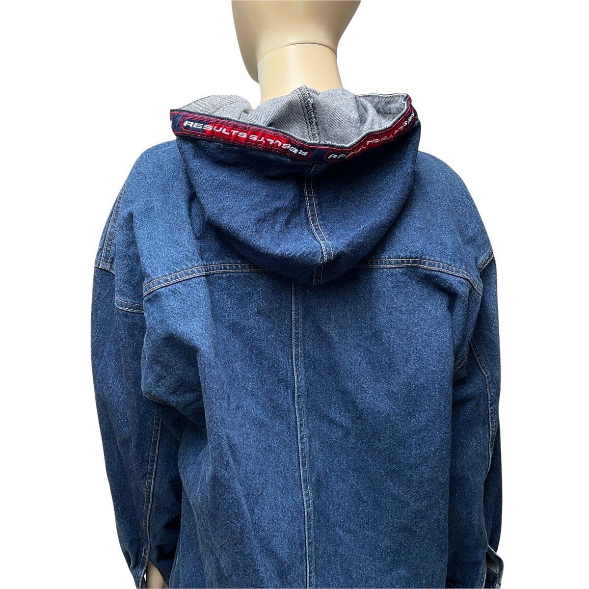 90s Results Jeans Denim Hoodie Mens M Blue Jean Skater 90s Results Jeans Denim Hoodie Mens M Blue Jean Skater
