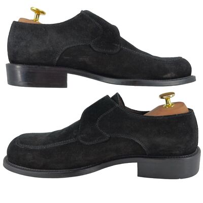 Vintage Bally Italy Monk Strap Loafers Mens 8.5D Black Suede Buckle Dress Shoes Vintage Bally Italy Monk Strap Loafers Mens 8.5D Black Suede  main image 3