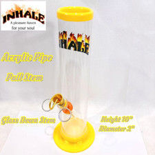 INHALE®️ 2x10" ACRYLIC HOOKAH WATER PIPE GLASS DOWN STEM & POKER MADE IN USA