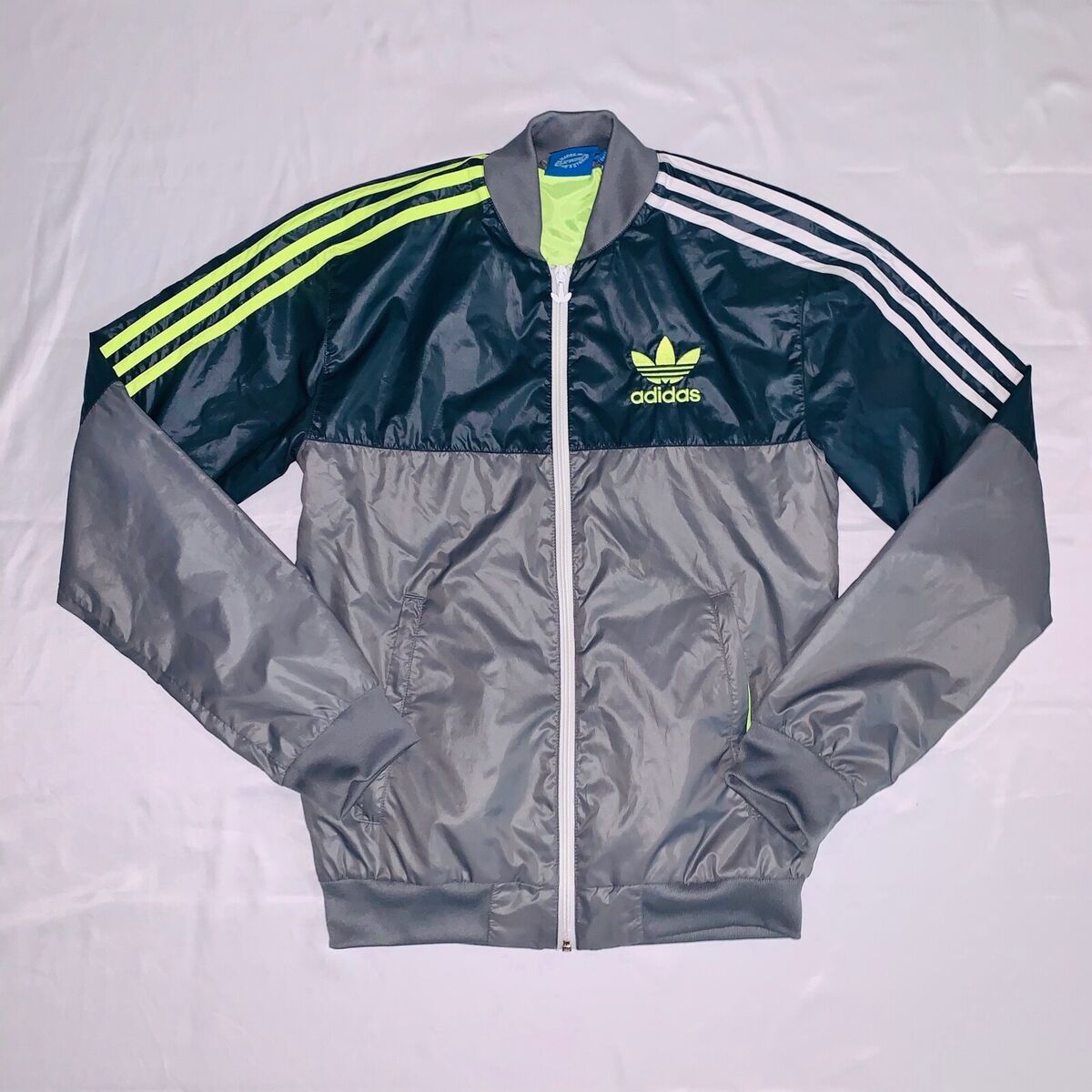 Super Rare Adidas Originals Jacket Windbreaker Glanz Cal Surf Gray YL Men  Small