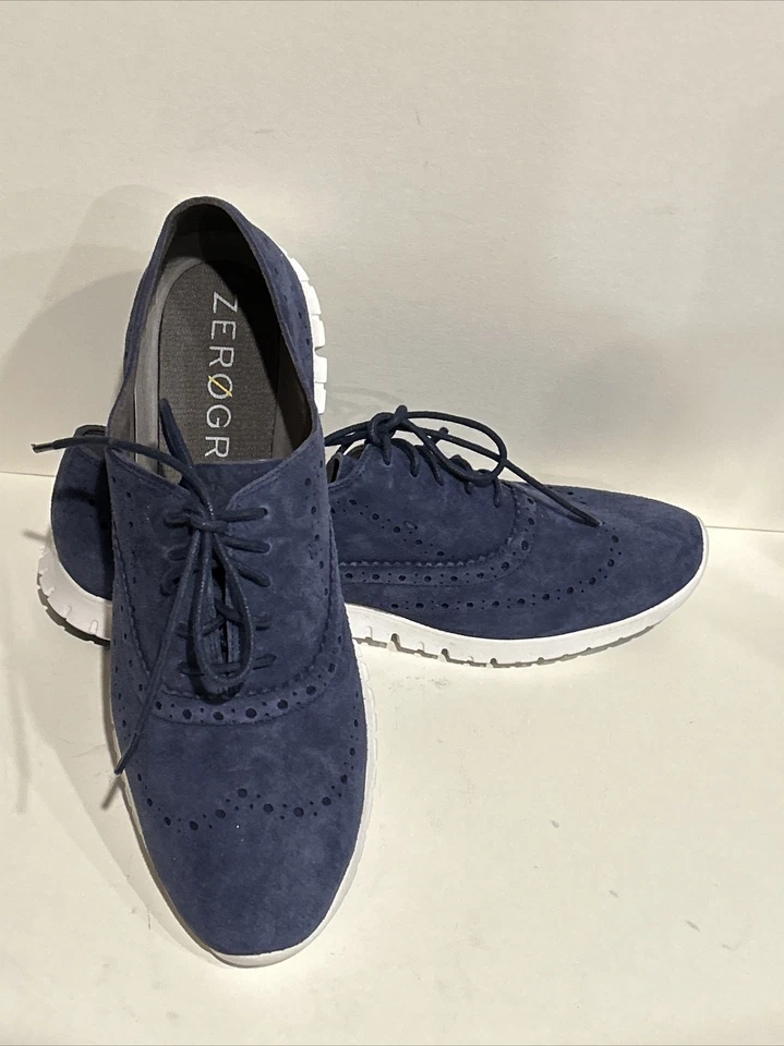 Кроссовки Cole Haan ZeroGrand синие замшевые кожаные легкие с кончиком крыла Oxford - 9,5