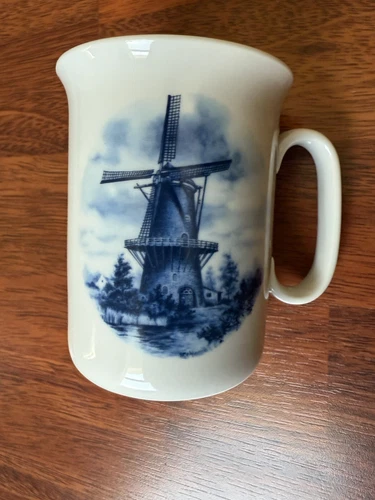 Blue Delft Windmill China Mug Hand decorated In Holland